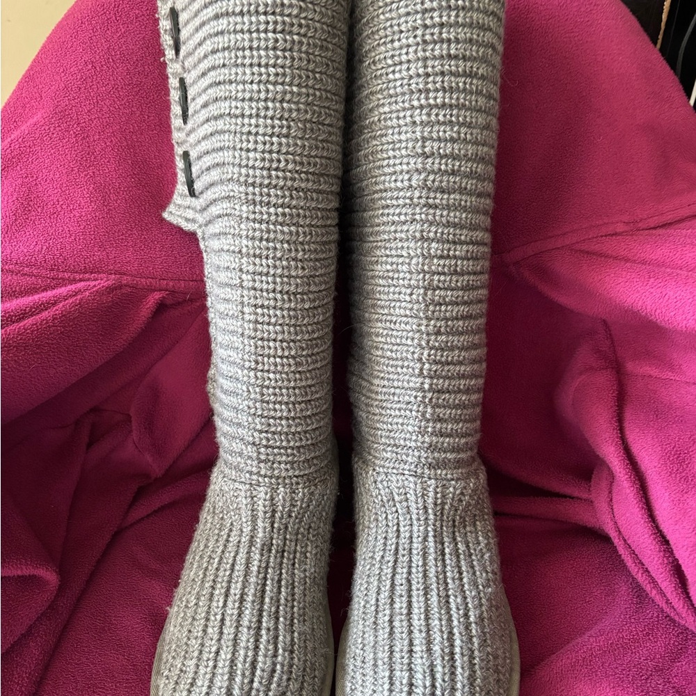 UGG Cardy Gray Classic Tall Knit Sweater Boots - Picture 6 of 7